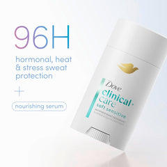 Dove Clinical + Care Antiperspirant Deodorant Invisible Solid Stick for Women Clean Soft for Sensitive Skin Hypoallergenic 2.6 oz