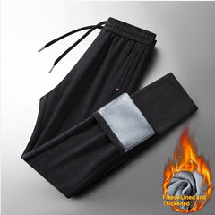 Pantalon décontracté tendance polyvalent pour hommes, ajusté et doublé en polaire