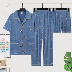 Ensemble trois pièces de pyjama à manches courtes pour homme