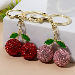 Creative And Cute Diamond-studded Little Cherry Keychain