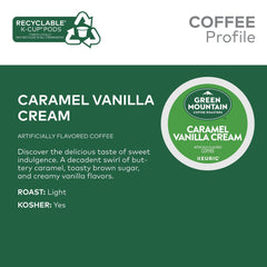 Green Mountain Coffee Roasters Caramel Vanilla Cream, Single Serve Keurig K-Cup Pods, Light Roast, 96 Count