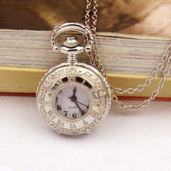 Creative Pocket Watch Necklace Silver Roman Digital Small Pocket Watch