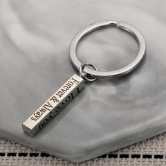 Creative Rectangular Double-sided Engraved Keychain Three-dimensional