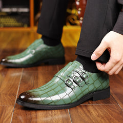 Men's Work Utility Footwear Casual Pointed-Toe Buckled Leather Shoes