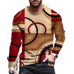 T-shirt homme à col rond avec imprimé numérique 3D, style tendance