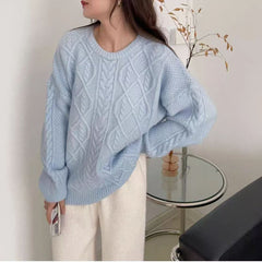 Pull épais à col rond, coupe décontractée et maille torsadée, qui met votre silhouette en valeur
