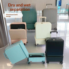 Multifunctional Side-opening High-capacity Suitcase With Dry-wet Separation And An Aluminum Frame