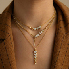 Multi-layered Heart-shaped Diamond Layered Necklace
