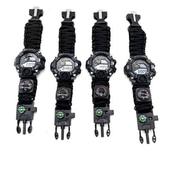 Multifunctional Outdoor Survival Paracord Adjustable Waterproof Watch For Camping