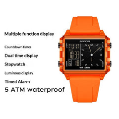 Square Large-dial Sports Watch With Waterproof Electronic Display