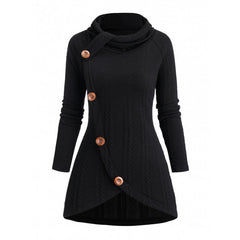 Cardigan tricoté asymétrique à col roulé et manches longues pour femmes