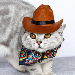 Sombrero vaquero occidental de paja para gatos