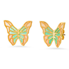 Retro Exaggerated Butterfly Symmetrical Gradient Pendant Stud Earrings