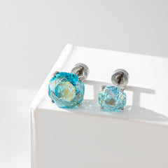 High-end, Brilliantly Reflective Octagonal Millennium Rose-cut Cubic Zirconia Stud Earrings