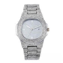 Men's Steel Strap Hip-hop Roman Quartz Watch