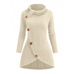 Cardigan tricoté asymétrique à col roulé et manches longues pour femmes