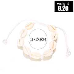 Beach-style 8-shell Hand-woven Pearl-white Ankle Bracelet
