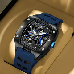Fully Automatic Mechanical Mens Watch With A Silicone Strap And Water Resistance