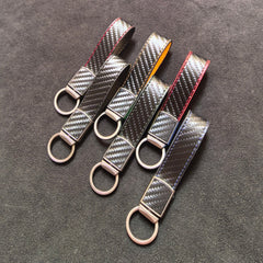 Carbon-fiber-pattern Car Keychain Pendant