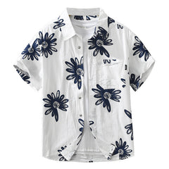 Chemise à manches courtes imprimée, tendance japonaise 8286