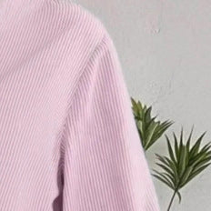 Chemise décontractée rayée, coupe ample, à manches longues et col à revers