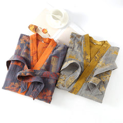 Pure Cotton Jacquard Chinese Style Belt Nightgown