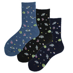 Calcetines de algodón para mujer, con temática cósmica, medias creativas hasta el suelo