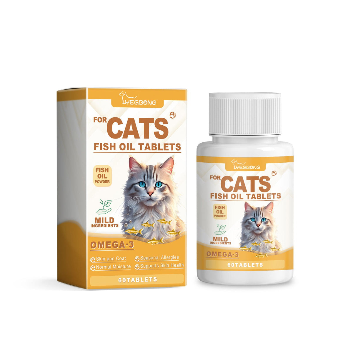 Cat Care Vitamin Moisturizing Skin Fish Oil Supplement Tablets