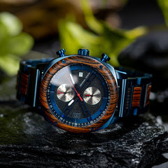 Natural Wood Men's Watch - Minimalist Retro Quartz Wristwatch with Leather Strap