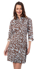 Sag Harbor Dress Turquoise Chocolate Tiger Print