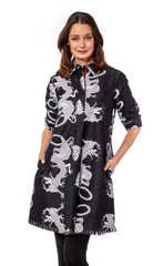 Chatham Dress Black Denim Dragons
