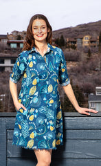 Chatham Dress Blue Underwater Print