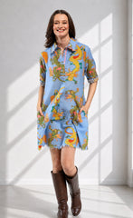 Chatham Dress Blue Dragon Print