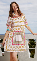 Chatham Dress Pink Links Print