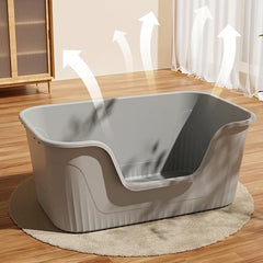 Vealind Jumbo Litter Box, XL Litter Boxes for Big Cats, Extra Large Space, High Sided Litter Pan, Leak-Proof & Anti-Splashing, Easy Clean & Durable (25” * 17” * 13” Grey)