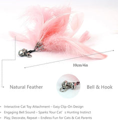 12PCS Interactive Cat Feather Wand Toy Set – 11 Bird & Feather Teaser Refills with Bells + Flexible Suction Cup Wand – Realistic Bird Design, Natural Materials, Indoor Cat Toys for Exercise & Play