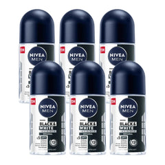 Desodorante roll-on invisible para hombre Nivea - Protección Blanco y Negro | 1.69 fl oz