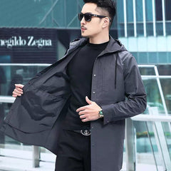Mens Casual Mid-length Trench Coat