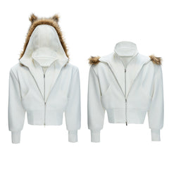 Fake Two-piece Hooded Sweatshirt Jacket For Winter