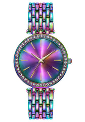 Bisley 36MM Rainbow Watch for Womens Iridescent Metal Bands Colorful Dial Fashion Waterproof Analog Quartz Watch