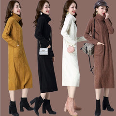 Pull femme ample, très épais, à col montant et doublure en polaire