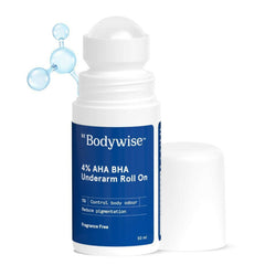 BeBodywise Roll-on para axilas con AHA y BHA al 4% - Sin fragancia