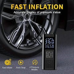 Portable Electric Tire Inflator – 150PSI Air Compressor with Digital Gauge & LED Light