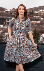 Mrs. Maisel Turq Choc Zebra print dress
