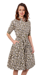 Mrs. Maisel Olive Green Flame Print Dress