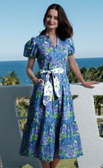 Litchfield Dress Navy Ground Hydrangea Print