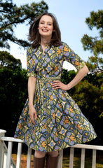 Mrs Maisel Green Rust Navy Ornate Print