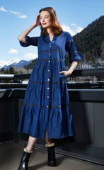 Miami Dress In Denim With Black Ribbon Trim