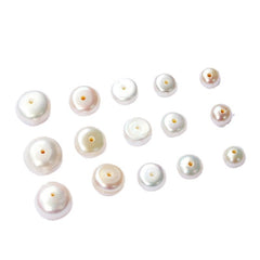 Half-hole Aurora-colored Natural Freshwater Flat-round White Pearls