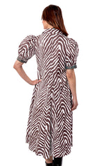 Montauk Dress Chocolate Ivory Tiger Stripes